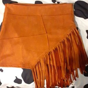 Western fringe mini skirt